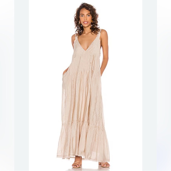 FREE PEOPLE “Frankie” Pintuck Maxi Dress in Sand, Size Small - Picture 1 of 14